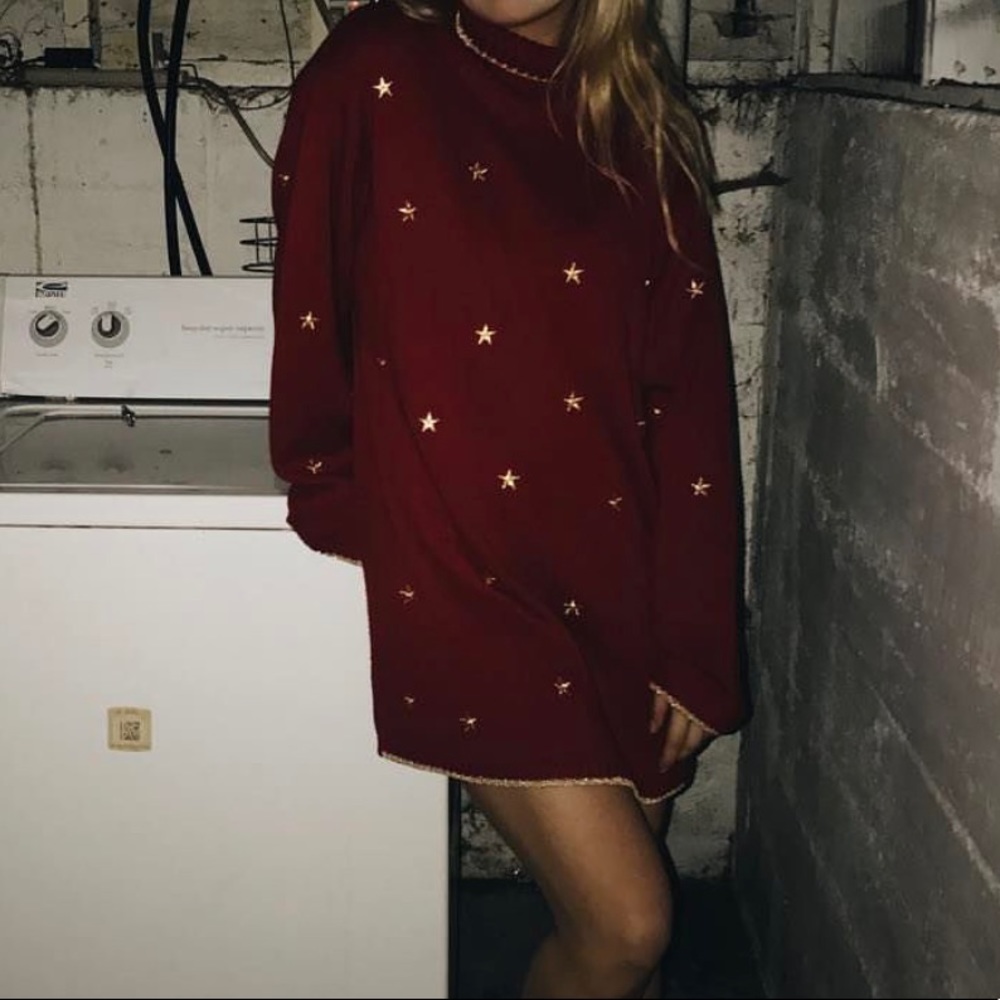 VINTAGE! Star embroidered Sweater Dress